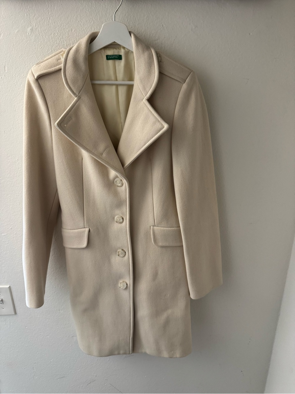 Benetton Classic Cream Women's Wool Coat